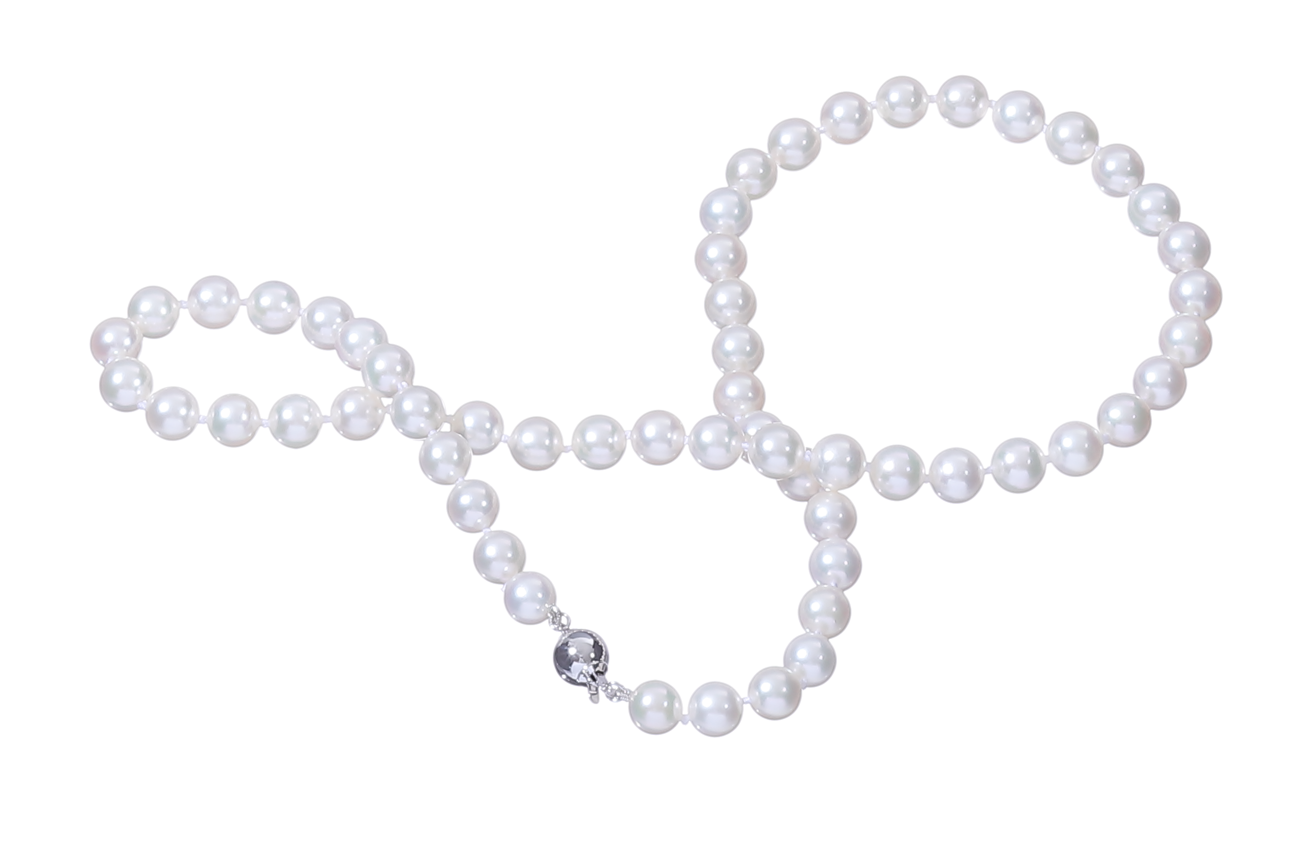 Perlenhalskette-Akoya in AA-Qualität mit Weißgoldverschluss 6.5–7 mm