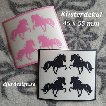 04 Klisterdekal islandshäst  4  stycken  55 x 43 mm, 16 olika färger