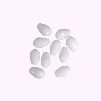 Droppe facetterad vit 10st