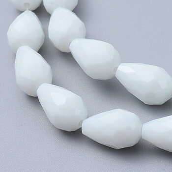 Glasdroppar facetterade vita 15 mm 10 st
