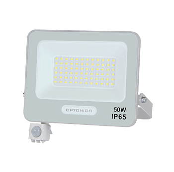 Optonica 50W Vit LED Strålkastare PIR Rörelsevakt Skymningsrelä med Rörelsesensor - Utomhus IP65 220V 3800 Lumen - 2 års garanti