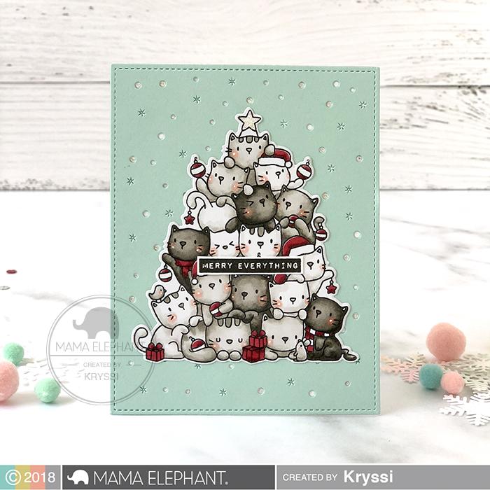 MAMA ELEPHANT- OH KITTY TREE  STAMP & DIE SET - 3