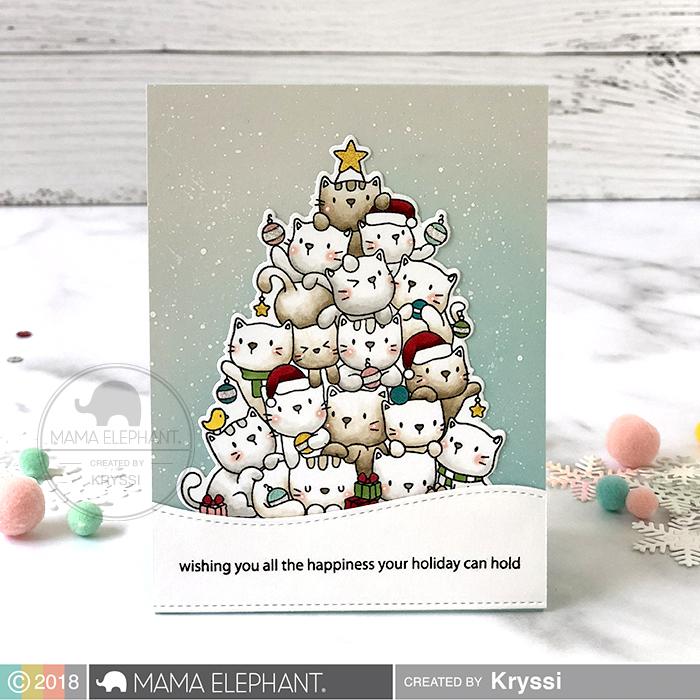 MAMA ELEPHANT- OH KITTY TREE  STAMP & DIE SET - 6