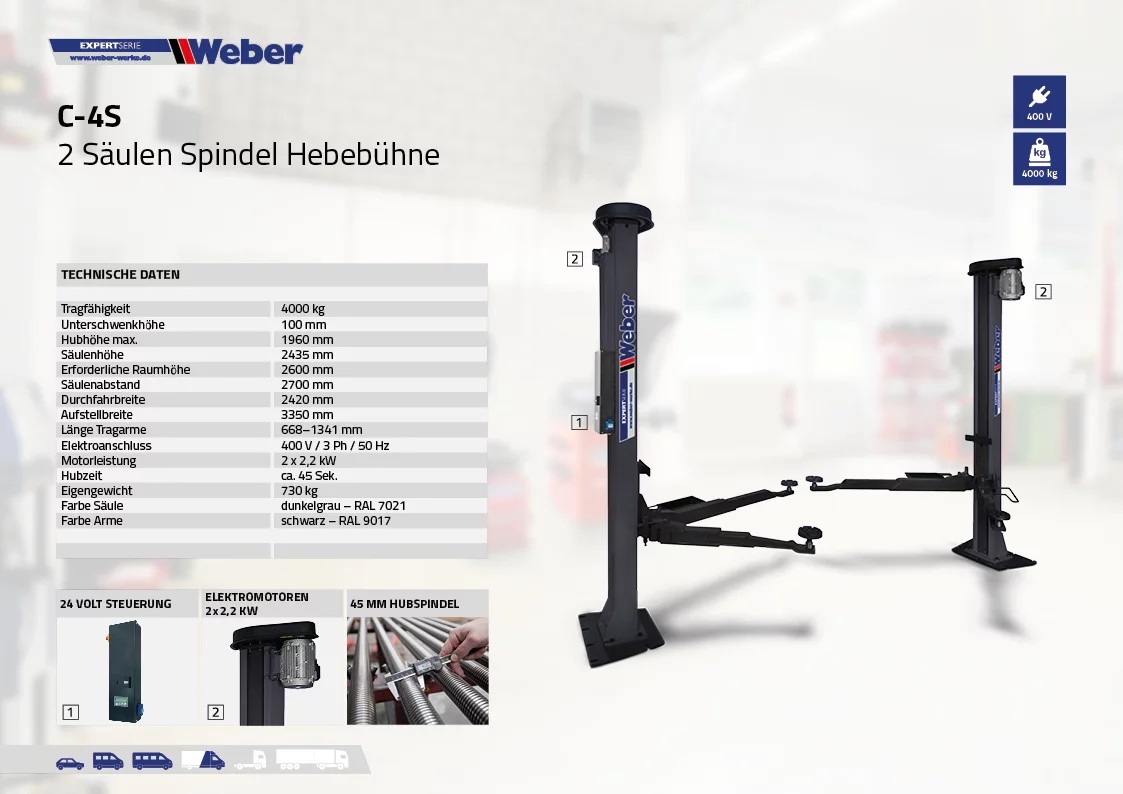 2-Pelarlyft "Mekanisk" Weber Expert serie C-2.32-AS - 4