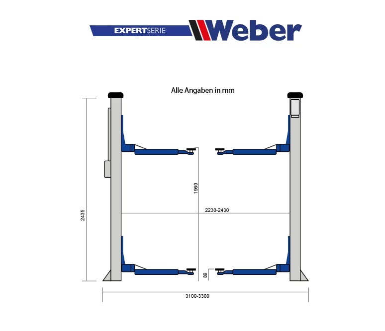 2-Pelarlyft "Mekanisk" Weber Expert serie C-2.32-AS - 5