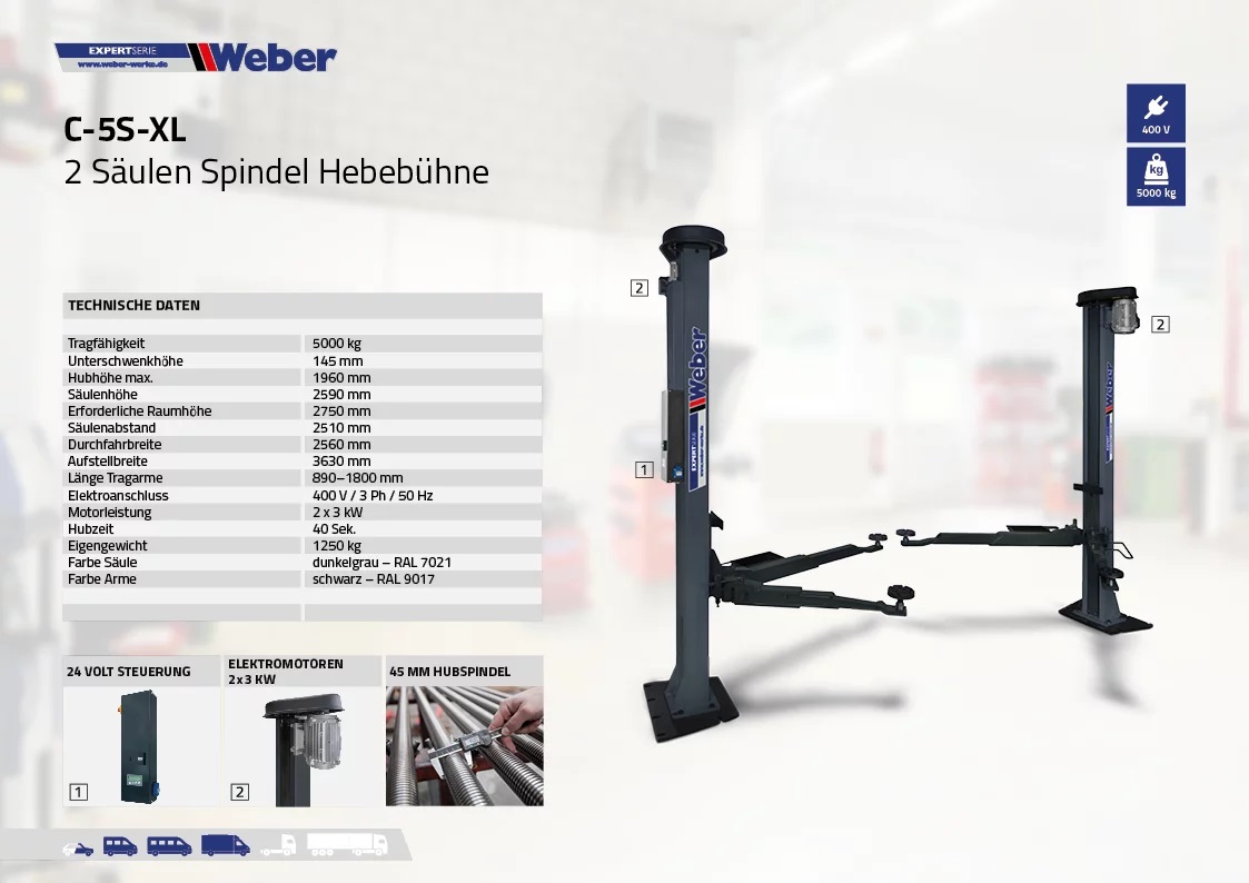 2-Pelarlyft  "Mekanisk" Weber Expert serie C-5-S-XL - 5