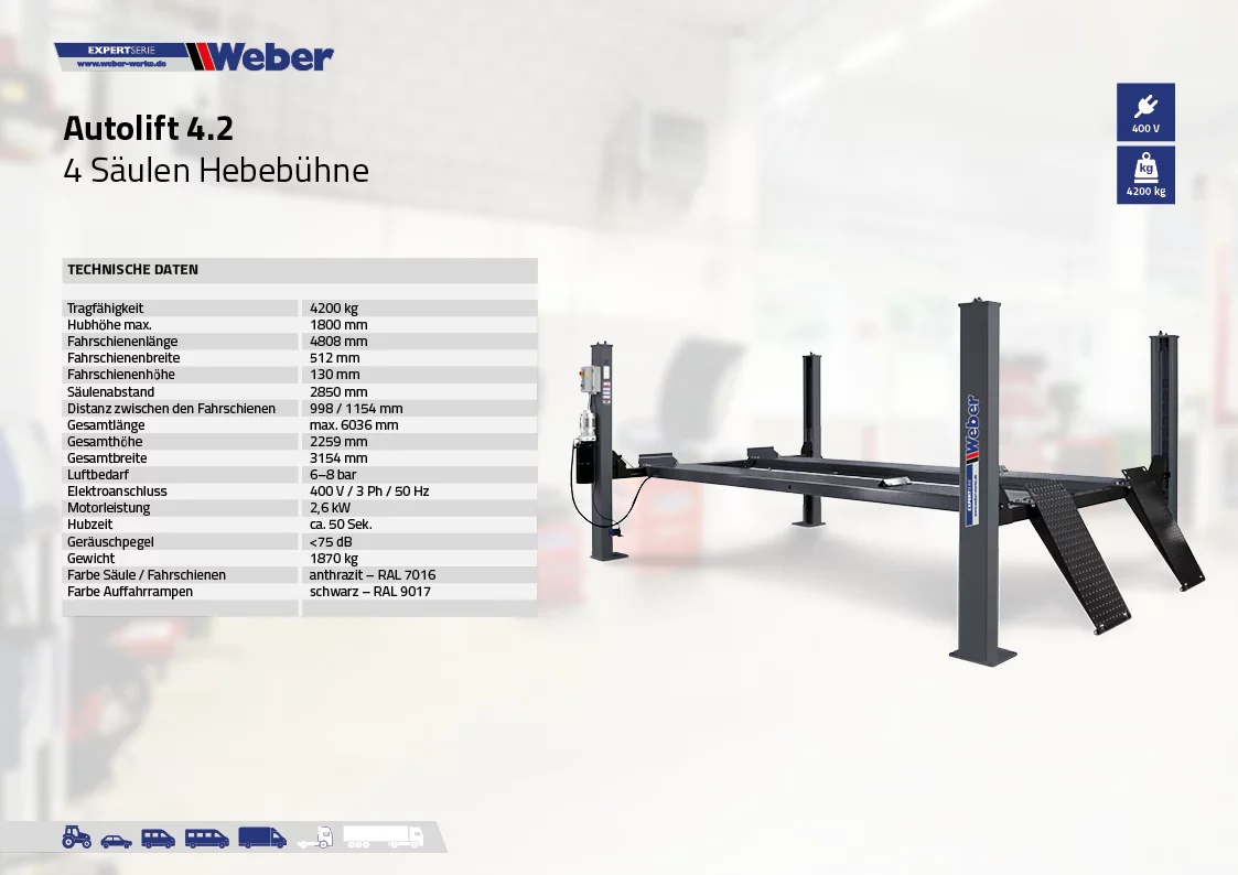 4-Pelarlyft Weber Expert serie Autolift 4.2 - 3