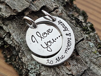 I love you to the moon and back, 2 hängen 925-silver
