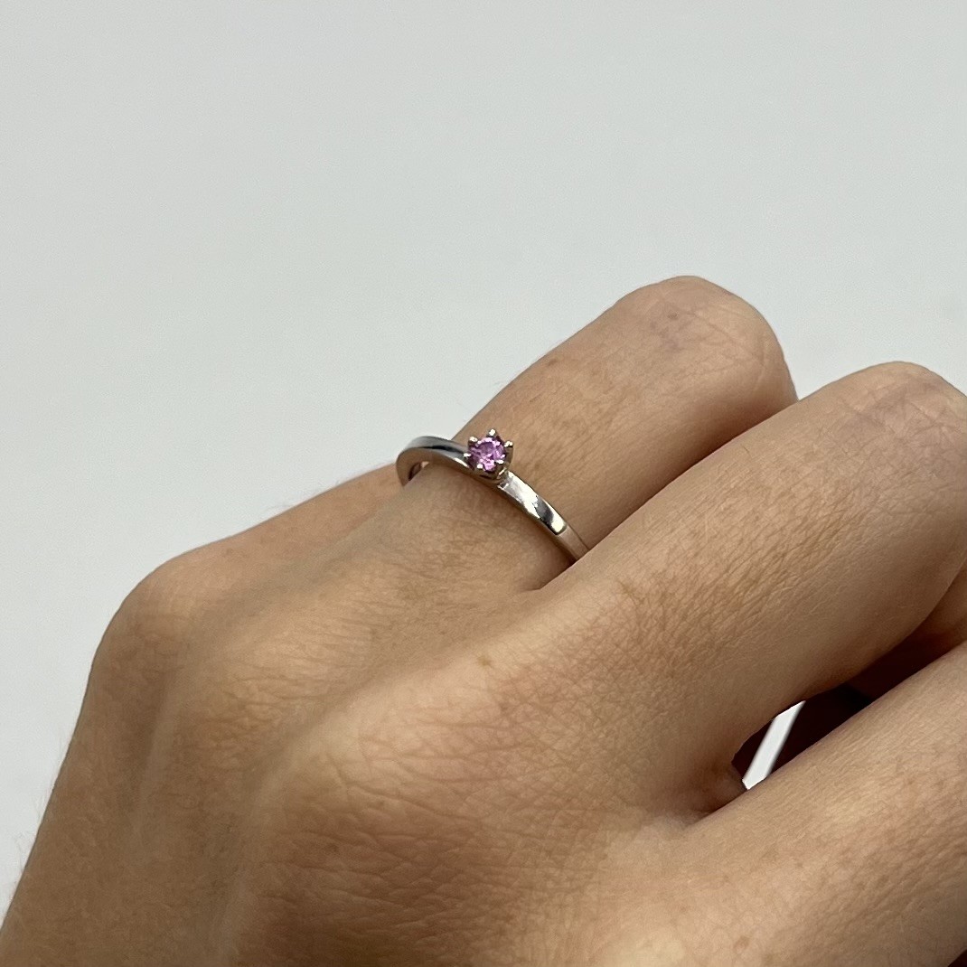 Ring Elly handgjord rosa safir vitguld 18 karat  - 3
