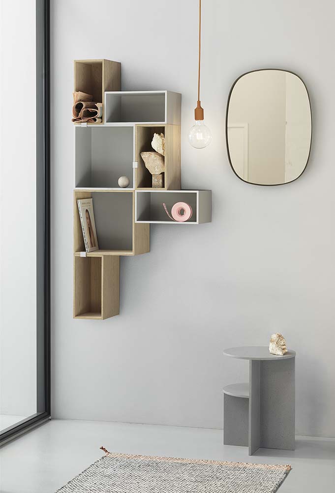 Stacked 2.0 Shelving System Large with back Oak - 4