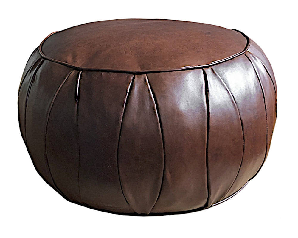 Pouf Marocchino In Pelle Goffrata