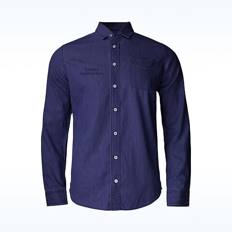Denimskjorta Herr/Dam med broderad textlogo