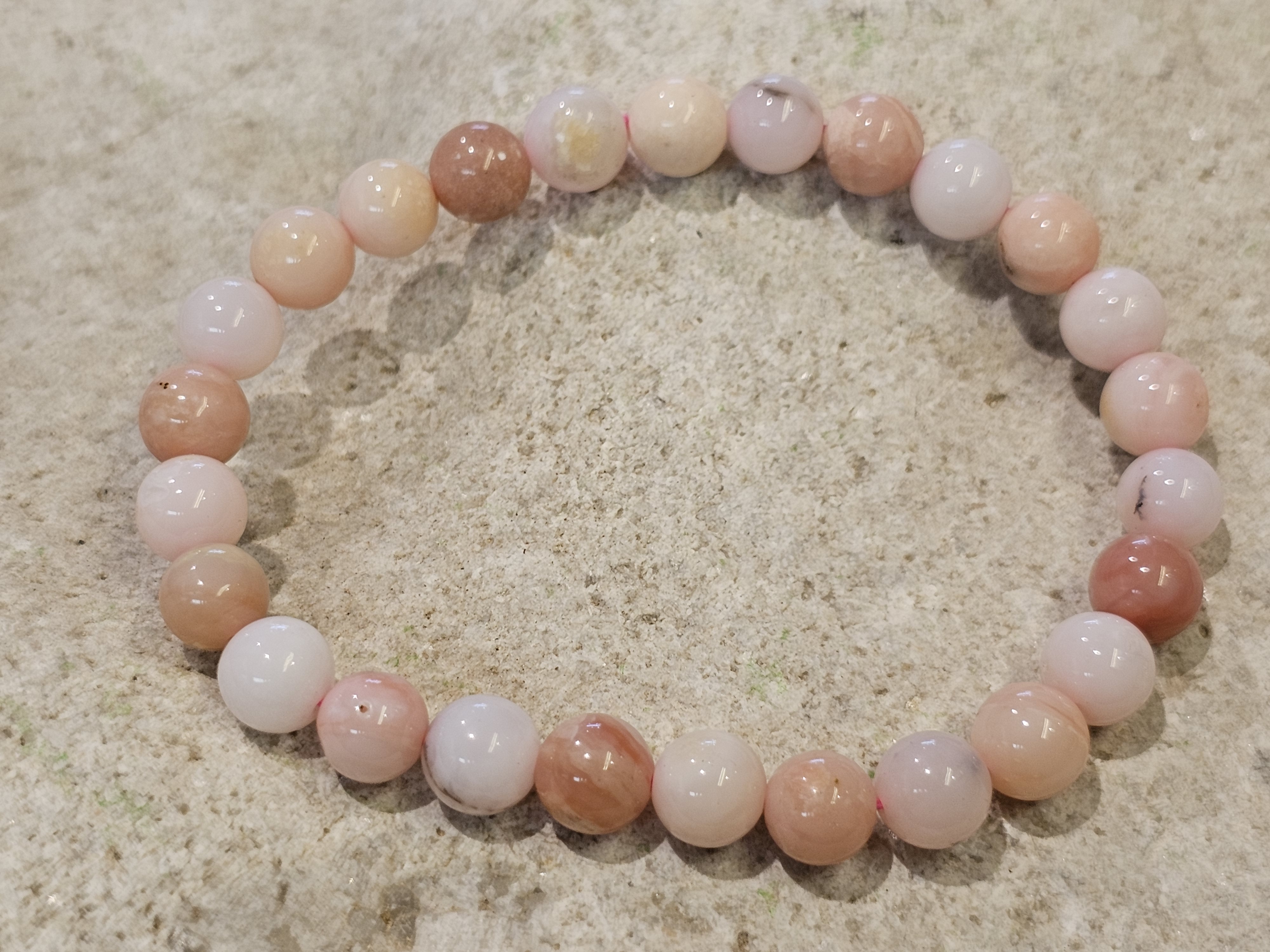 Rosa opal ca. 6mm armband - 3