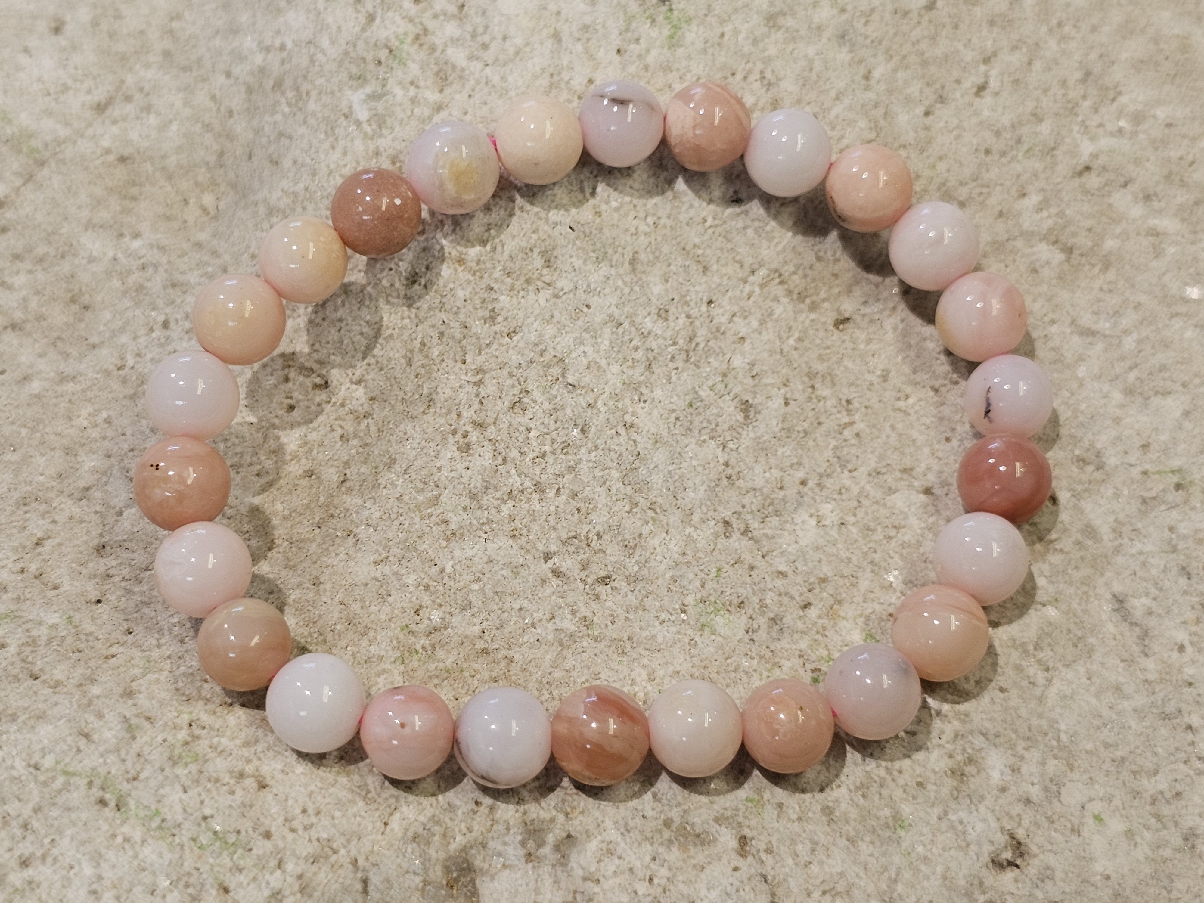 Rosa opal ca. 6mm armband - 2
