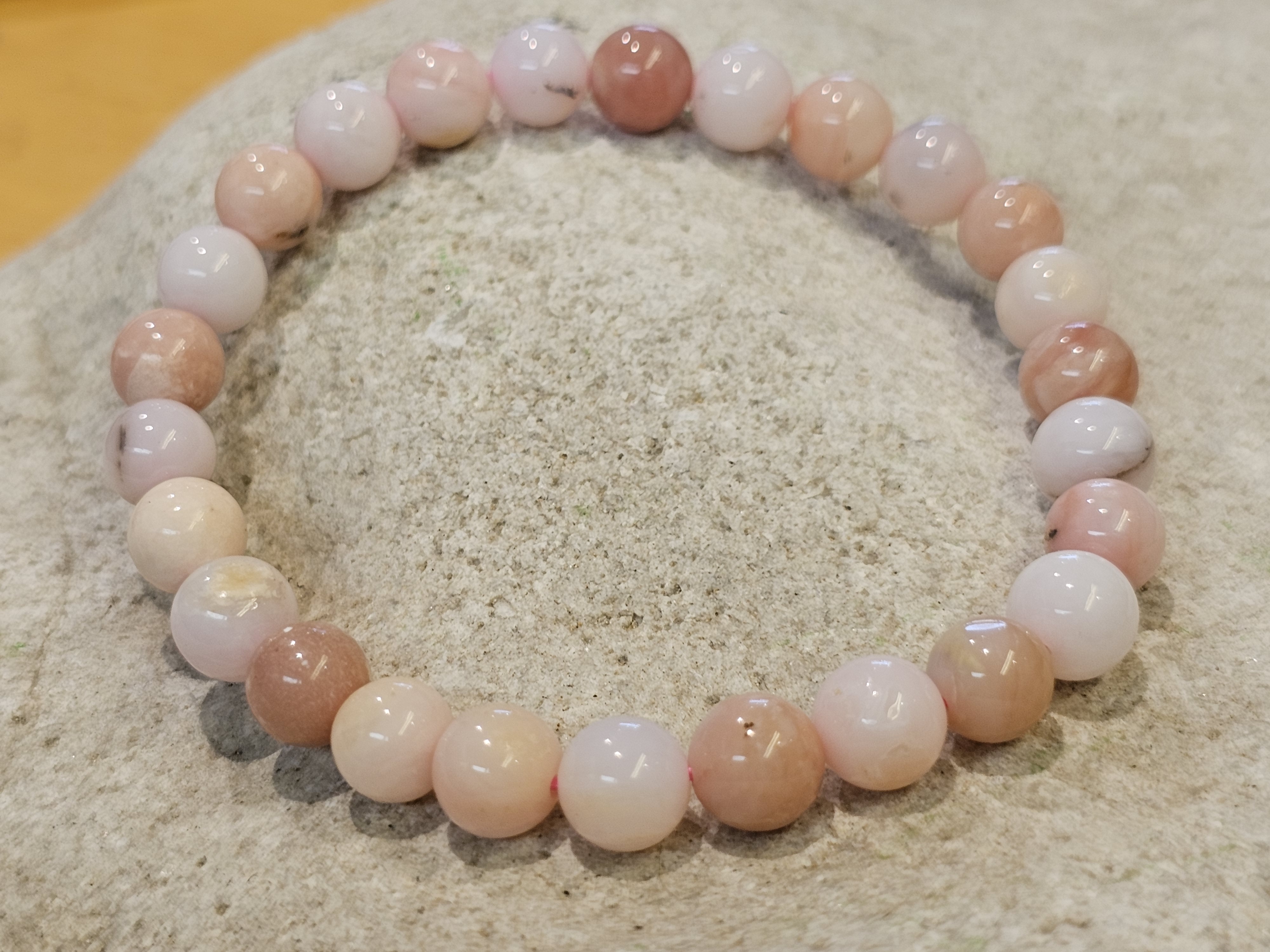 Rosa opal ca. 6mm armband - 4