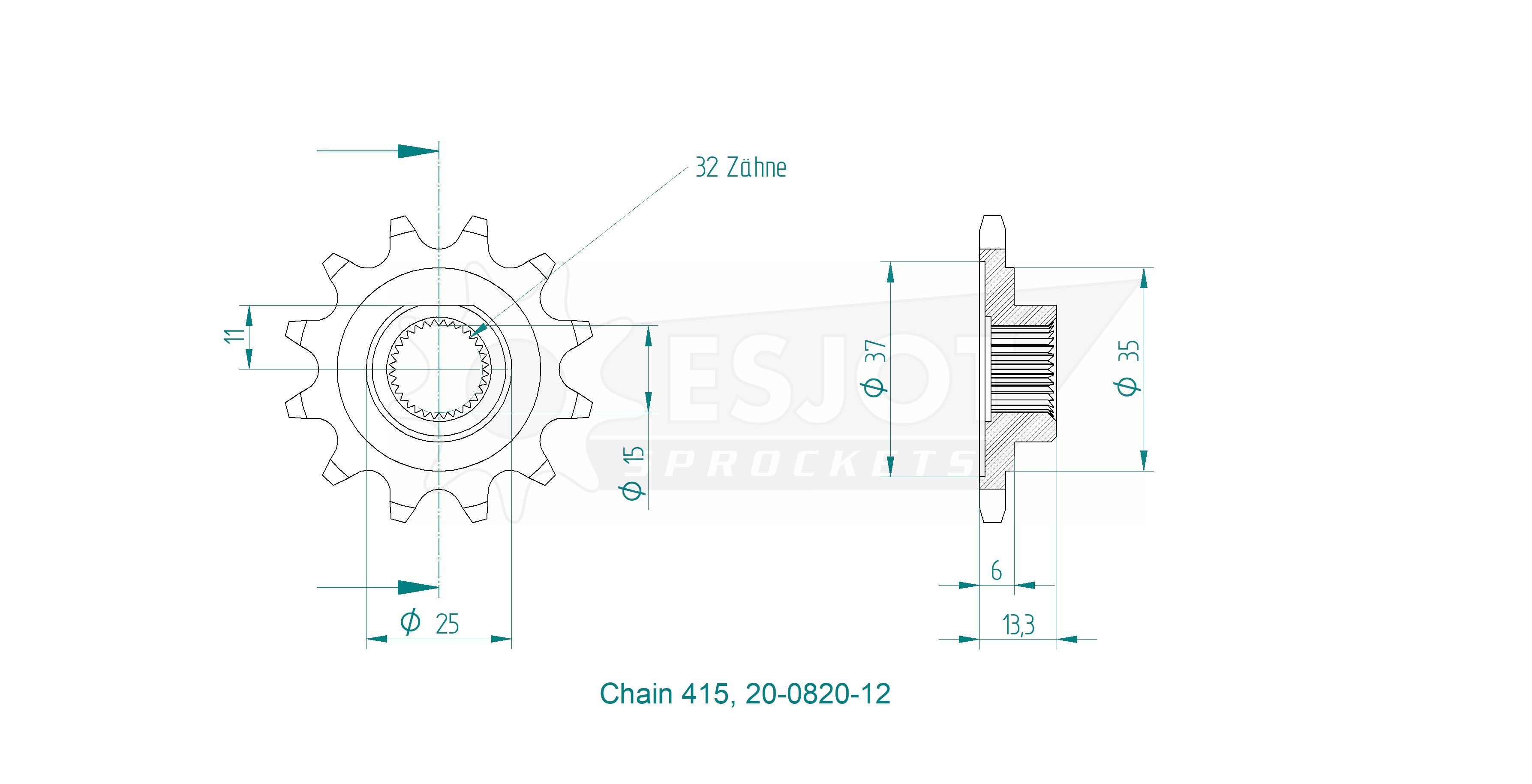 Zündapp GTS 50 CS 50 KS RS Roller 17 . Esjot, made in Germany 12T - 3