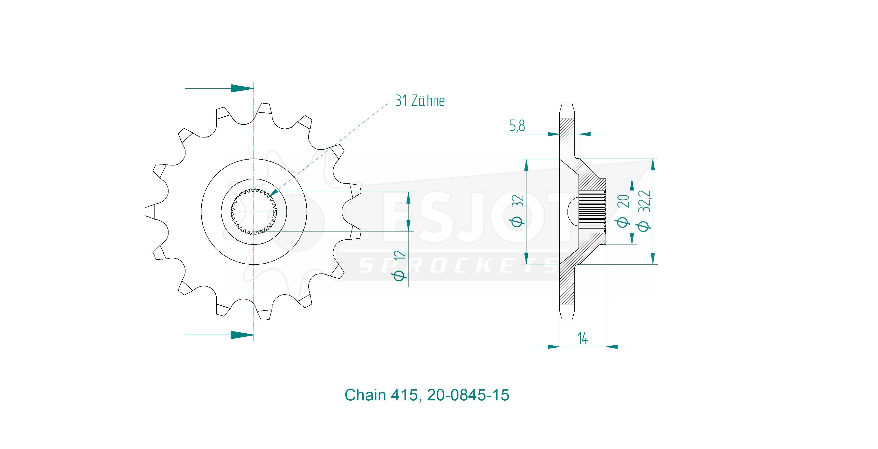 Drev fram Zündapp med små splines 15 T. Esjot i högsta kvalité.  Made in Germany. - 3