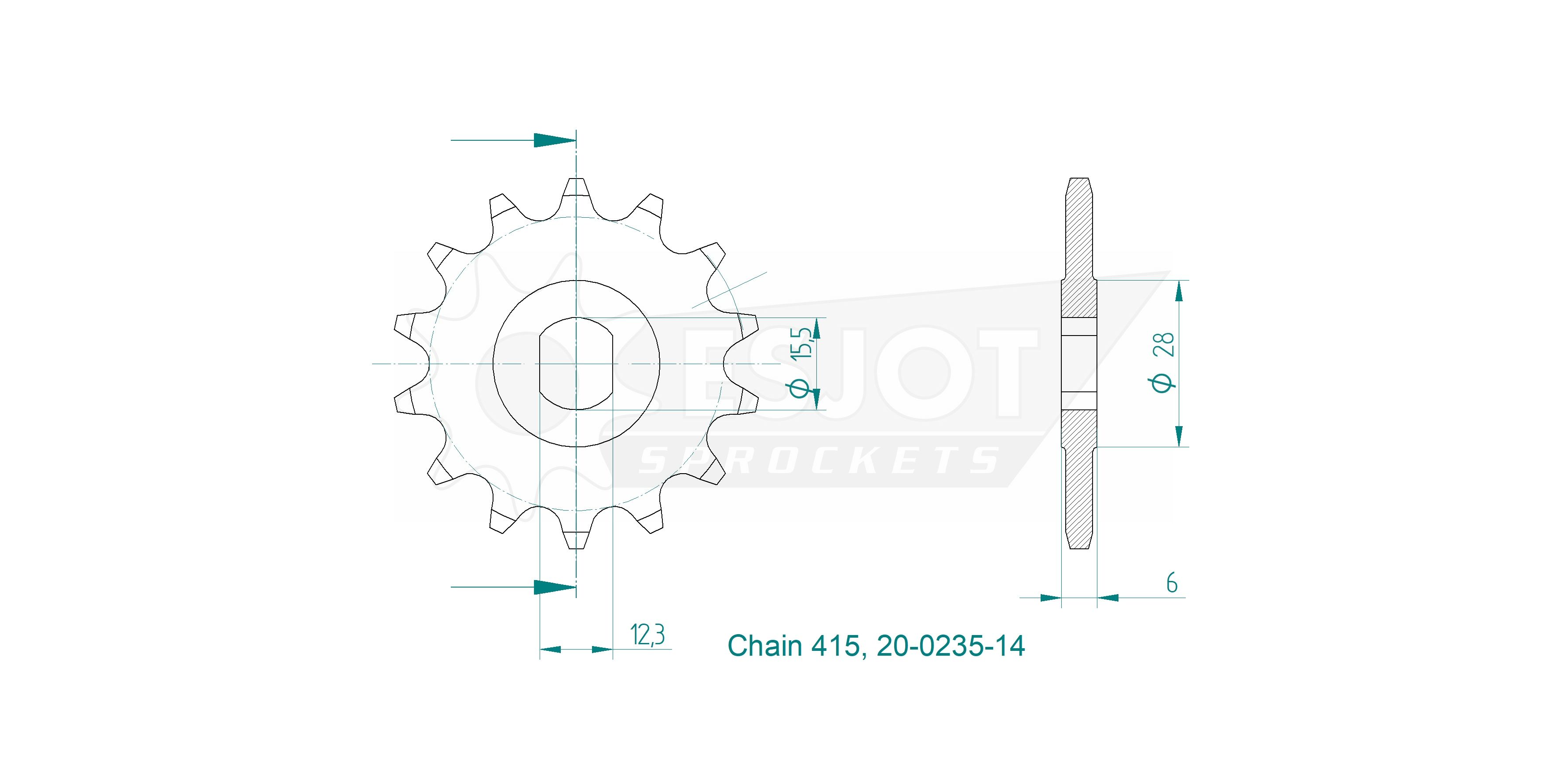 Sprocket Sachs 14 T, 3/4 vxl and 505.  Esjot, made in Germany - 2