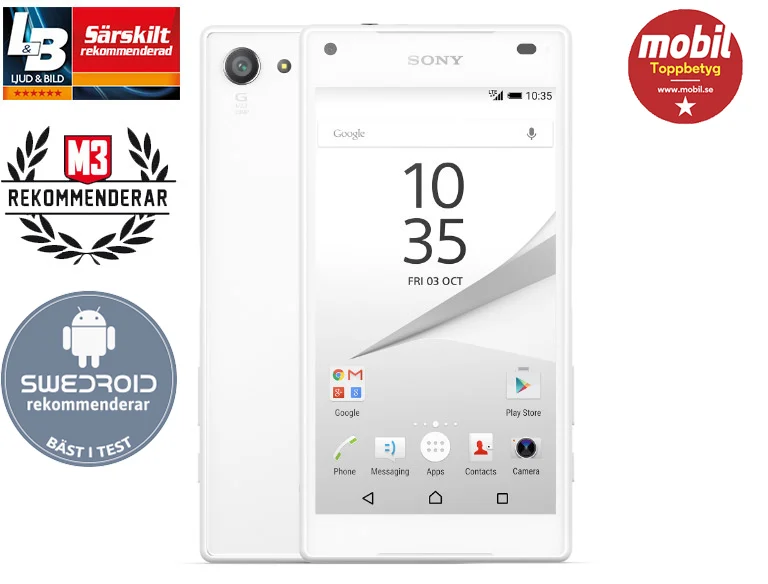 Sony Xperia Z5 Compact 32GB E5823 - 1 År Garanti Begagnad i Nyskick - Vit