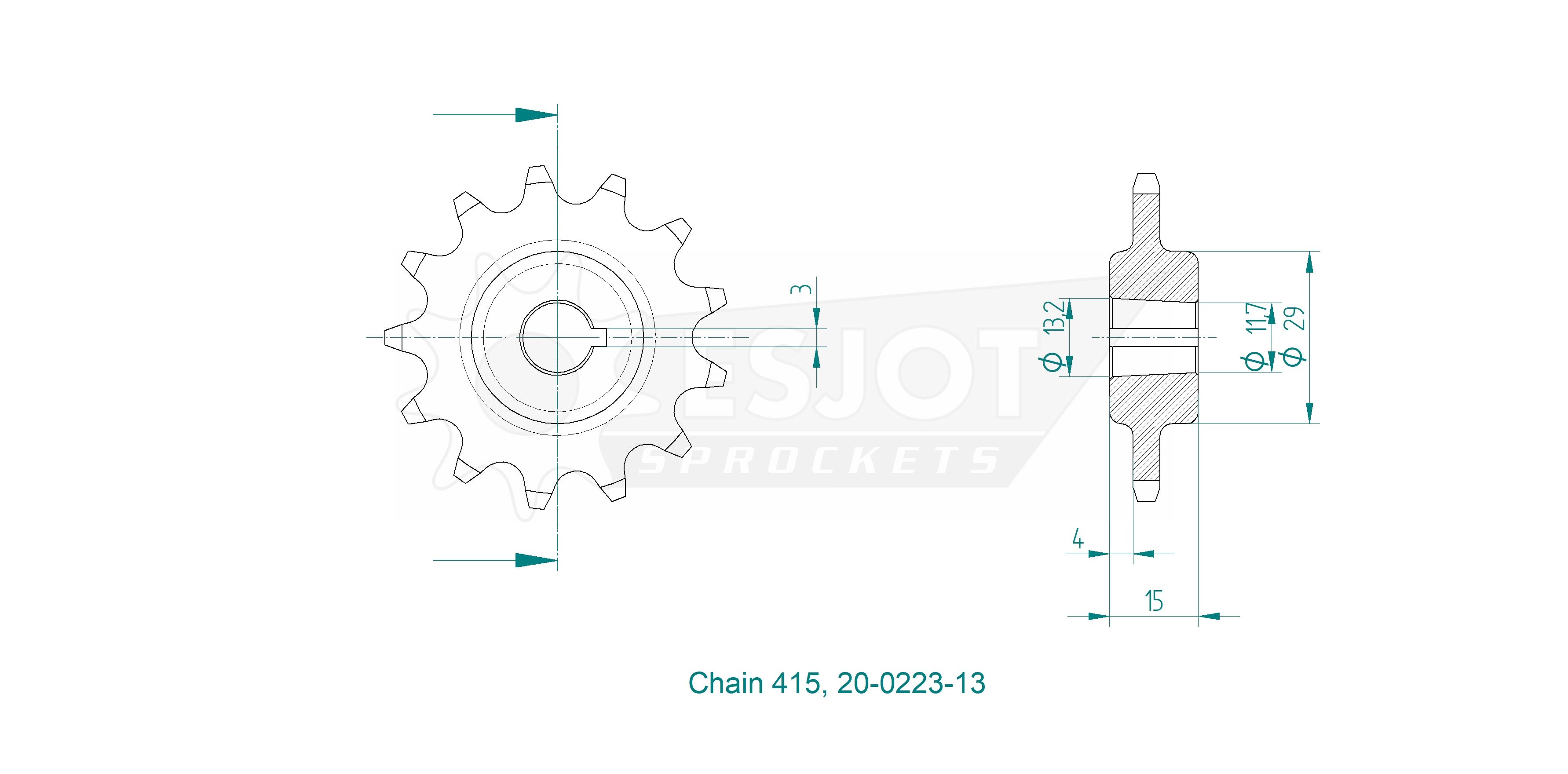 Sprocket Sachs 13 T, 2 vxl.  Esjot, made in Germany - 3