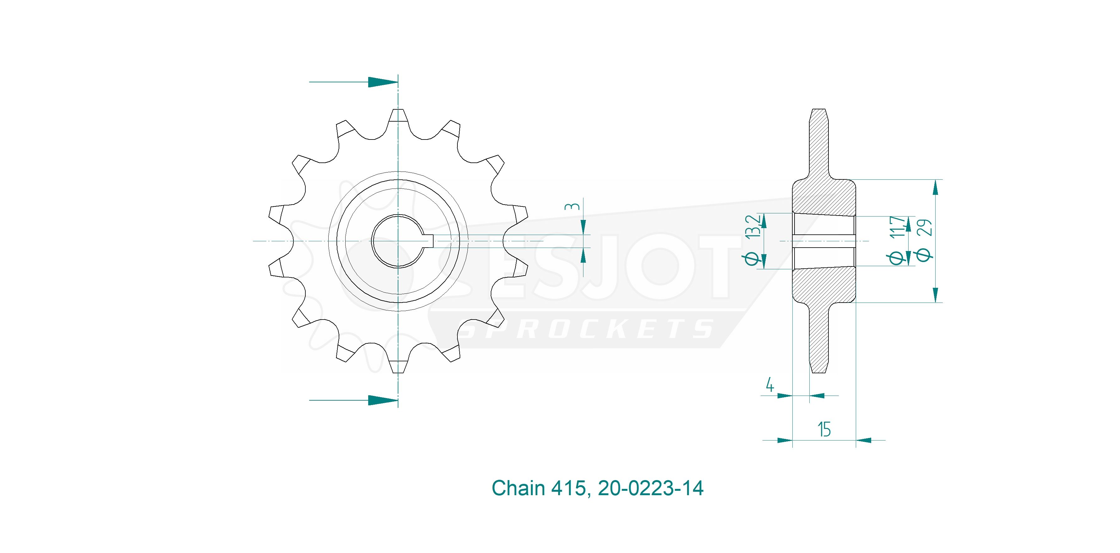 Sprocket Sachs 14 T, 2 vxl.  Esjot, made in Germany - 3