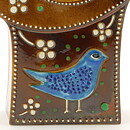 Sylvia Leuchovius (Petra 1950s) Brown Pottery Clock with Bird Decor 28 cm