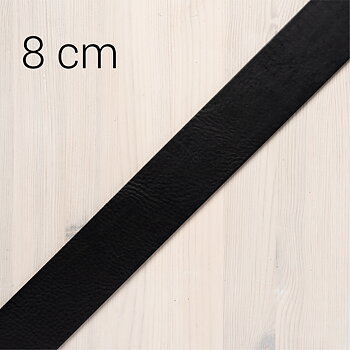 Leather strap for belt Black 8 cm