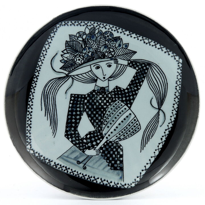 シルヴィア・レウショヴィウス  女性がモチーフの陶板   Wall Plaque  (15cm)  1950年代 (1)