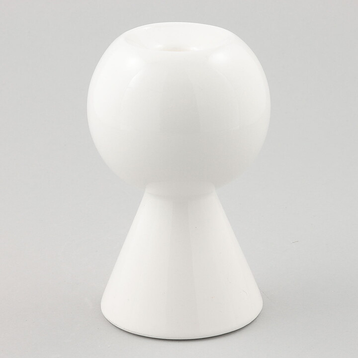 Lisa Larson (Claire 1980s) Geometric White Candleholder (Medium) with Box