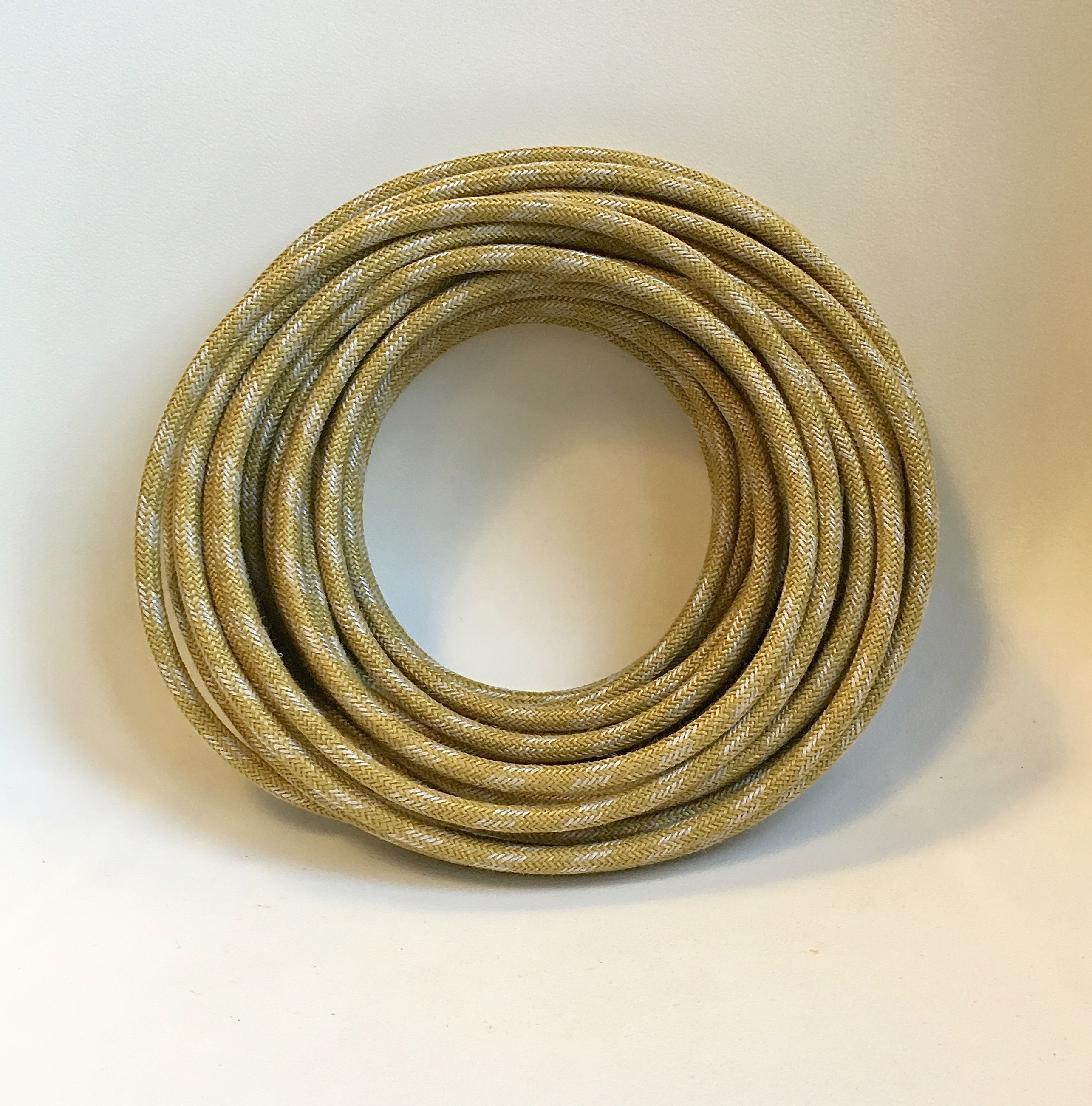 Textile cable yellow-green/linen - 0.5 m - 3 x 0.75mm²