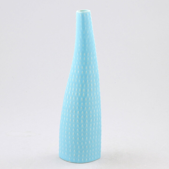 Stig Lindberg (Reptil 1953) Light Blue Slender Vase  with Scale Relief 23 cm