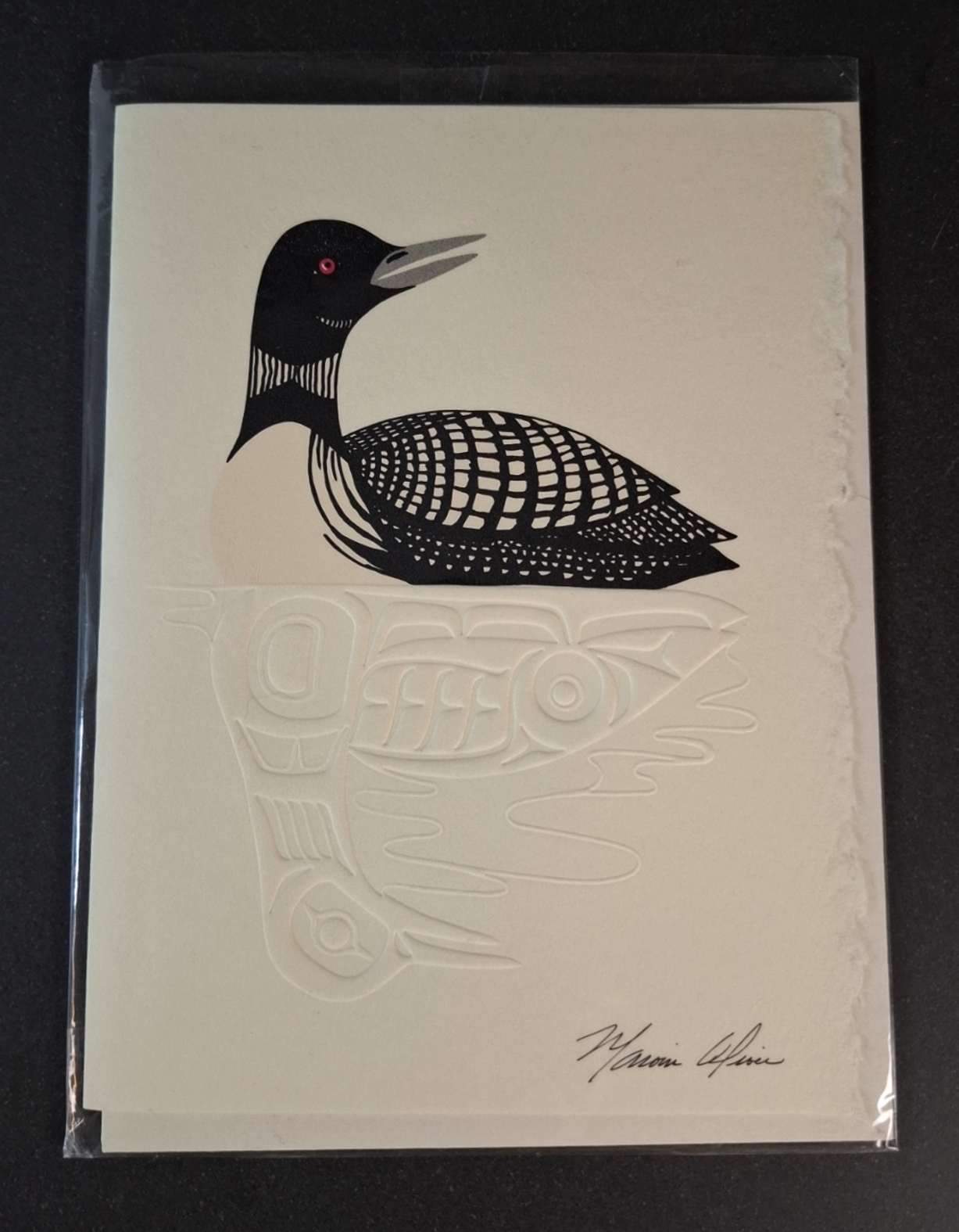 "Out of the mist" Konst Vykort av Marvin Oliver-Quinault och Isleta-Pueblo 