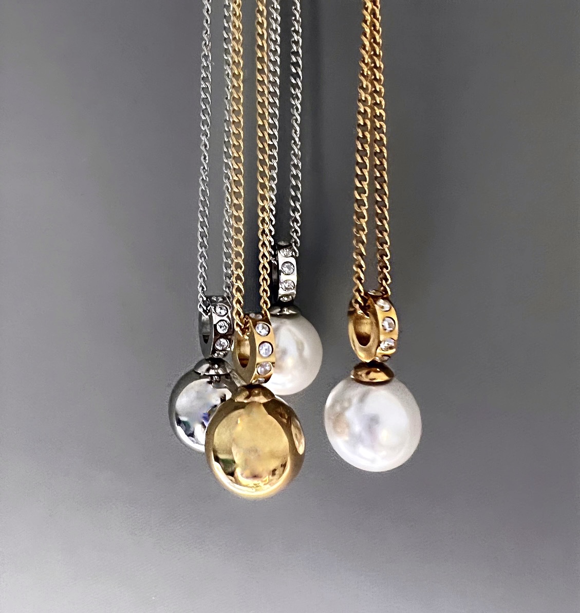 Liz Pearl pendant Necklace 85 cm, Gold - 4