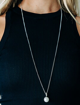 Liz Pearl pendant Necklace 85 cm, Silver