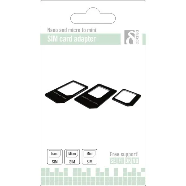 Deltaco SIM-kortadapter för micro/mini/nano SIM - Svart