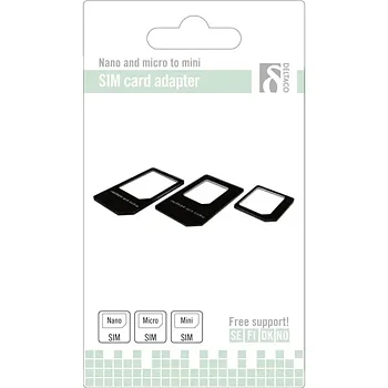 Deltaco SIM-kortadapter för micro/mini/nano SIM - Svart