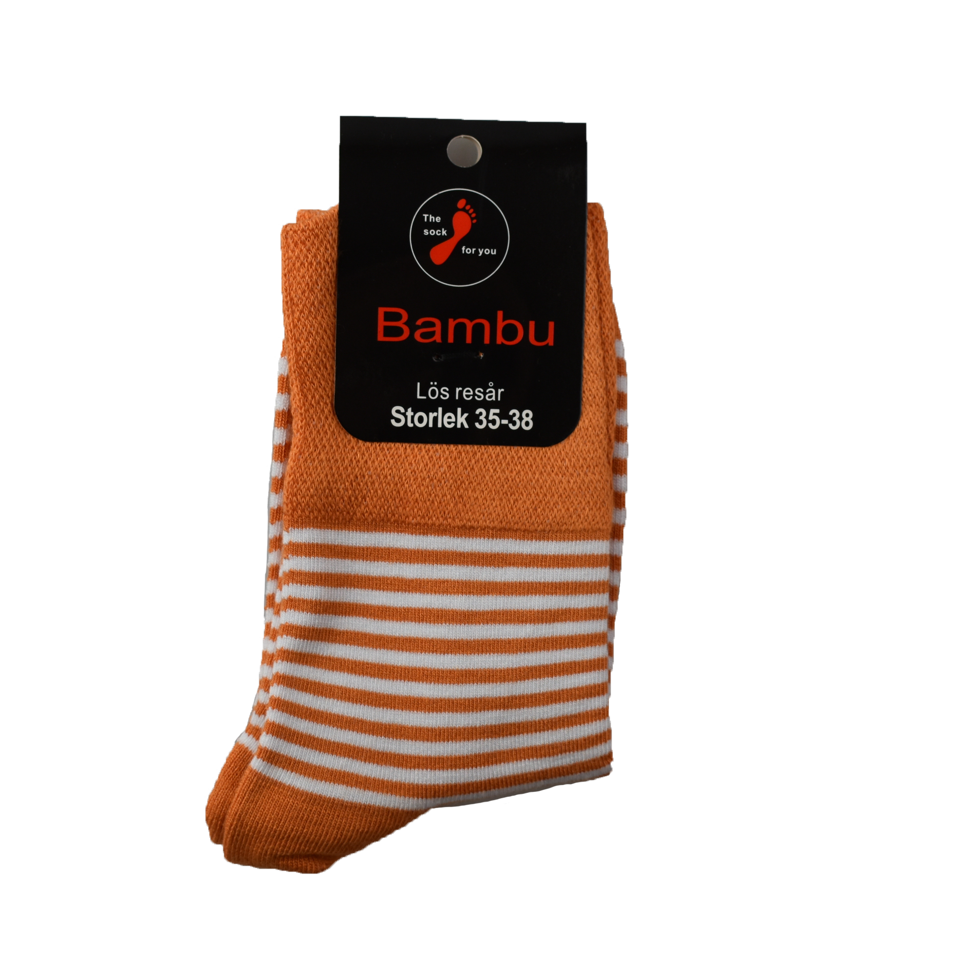 Lös resår utan tåsöm - orange-vitrandig Bambu
