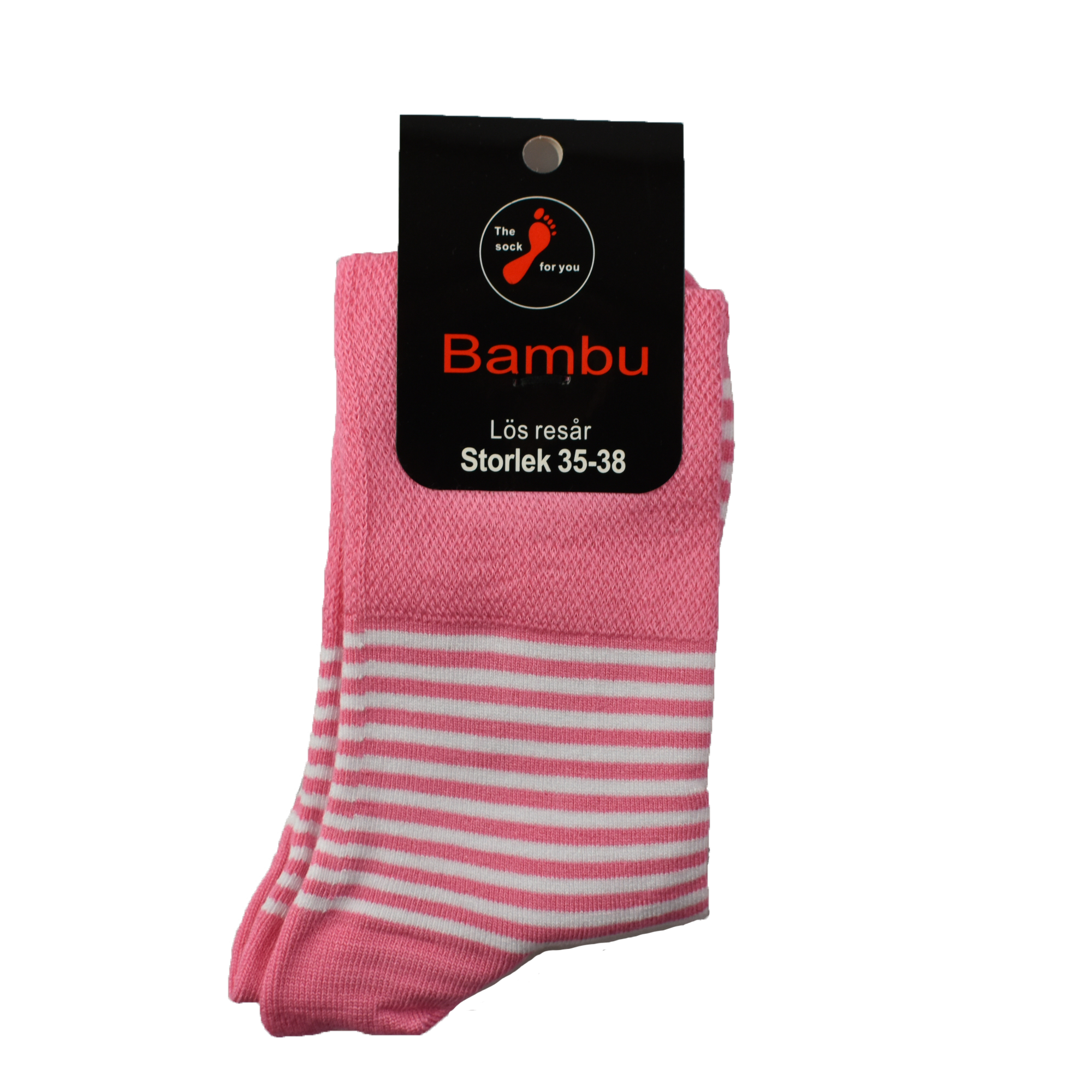 Lös resår utan tåsöm - rosa-vitrandig Bambu
