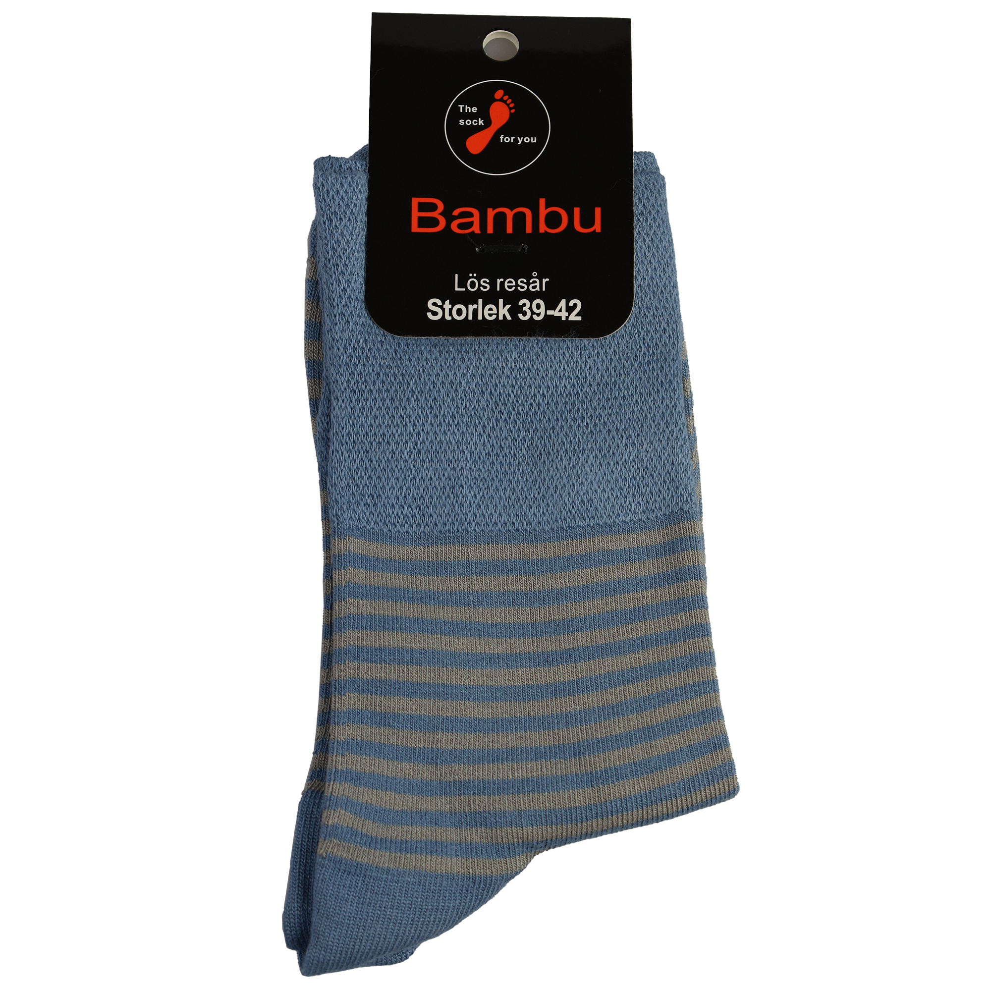 Lös resår utan tåsöm - jeans-ljusgrårandig Bambu