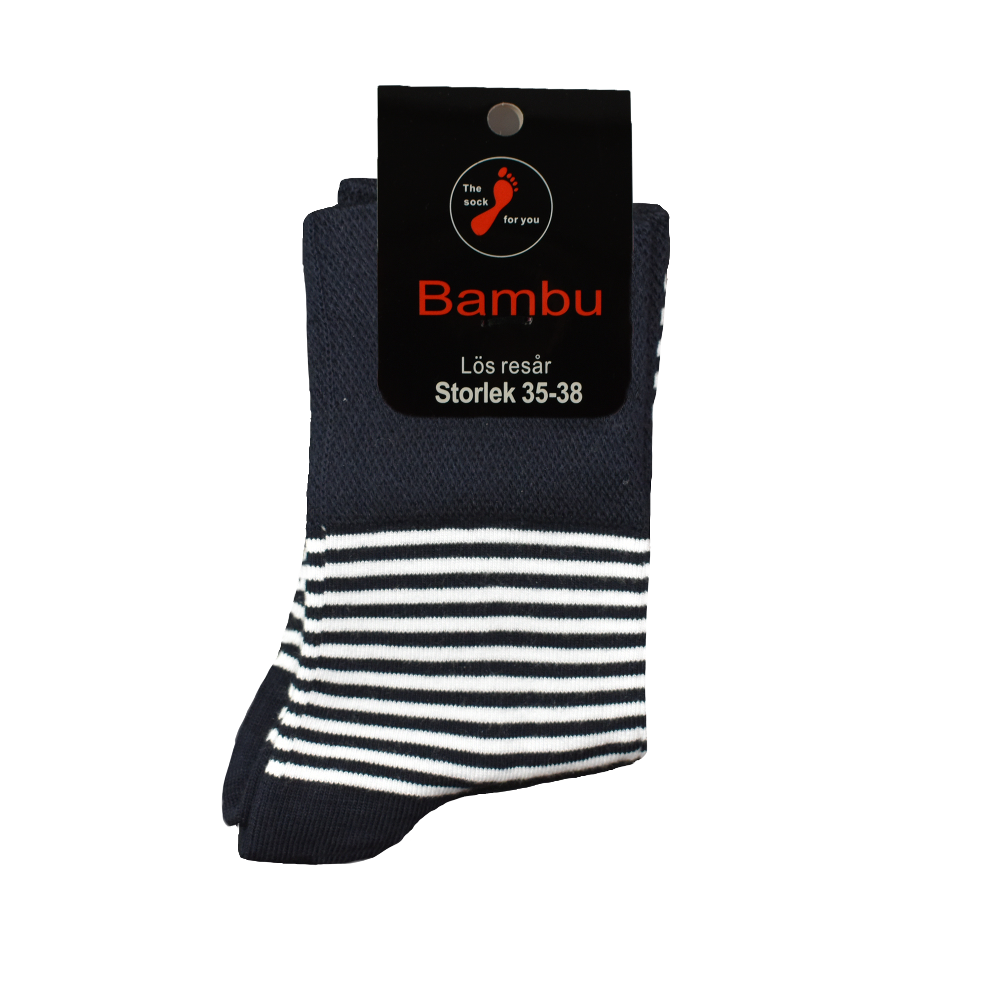 Lös resår utan tåsöm - marinblå-vitrandig Bambu
