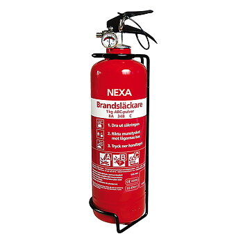 Brandsläckare Röd pulver 1 kg  Nexa 8 A med hållare