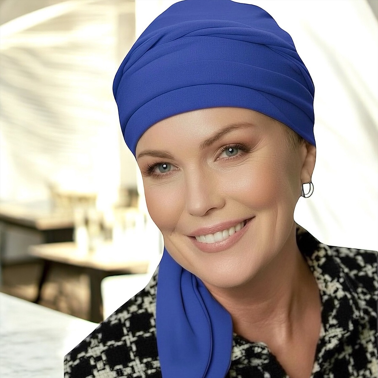 Carolina blå, turban sjal i bambu