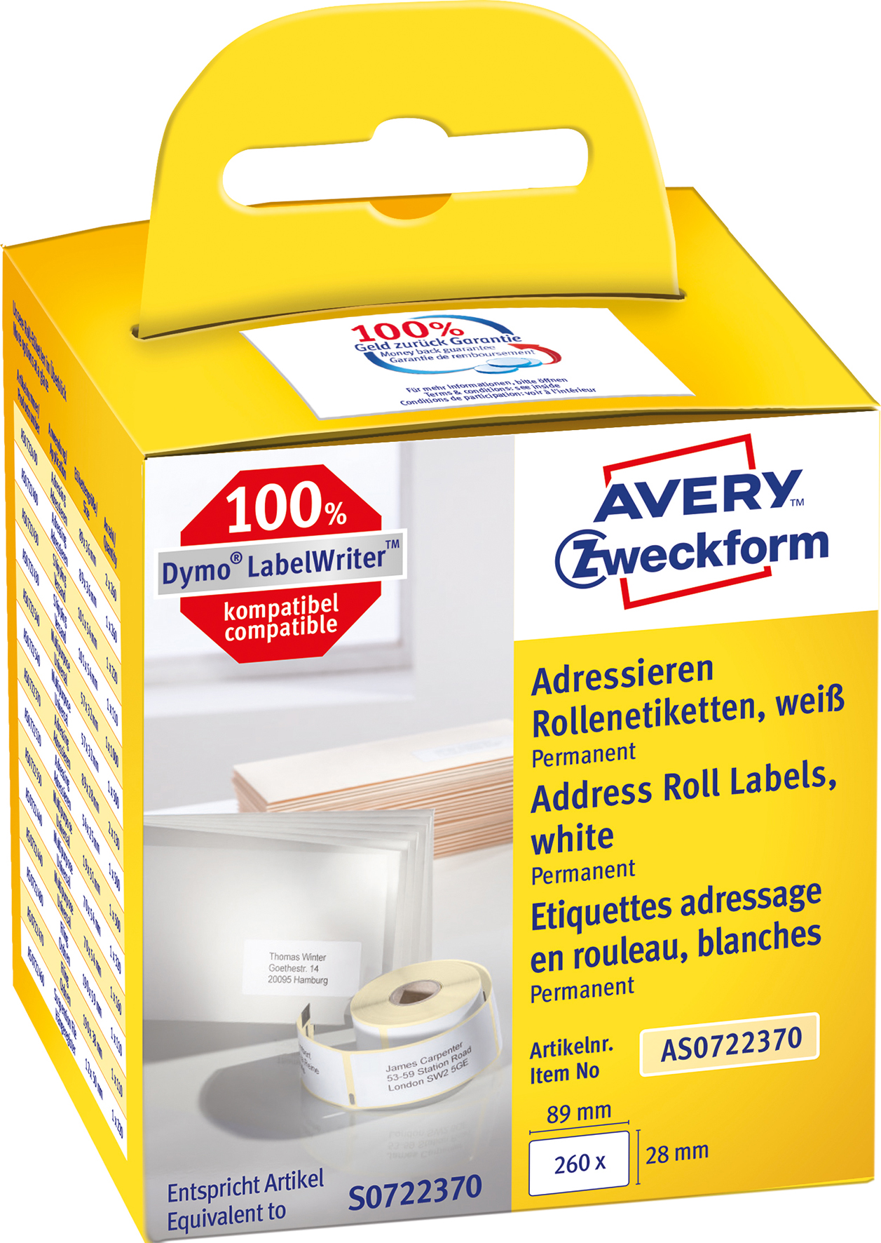 Etikett Avery 89x28mm 2x130/fp