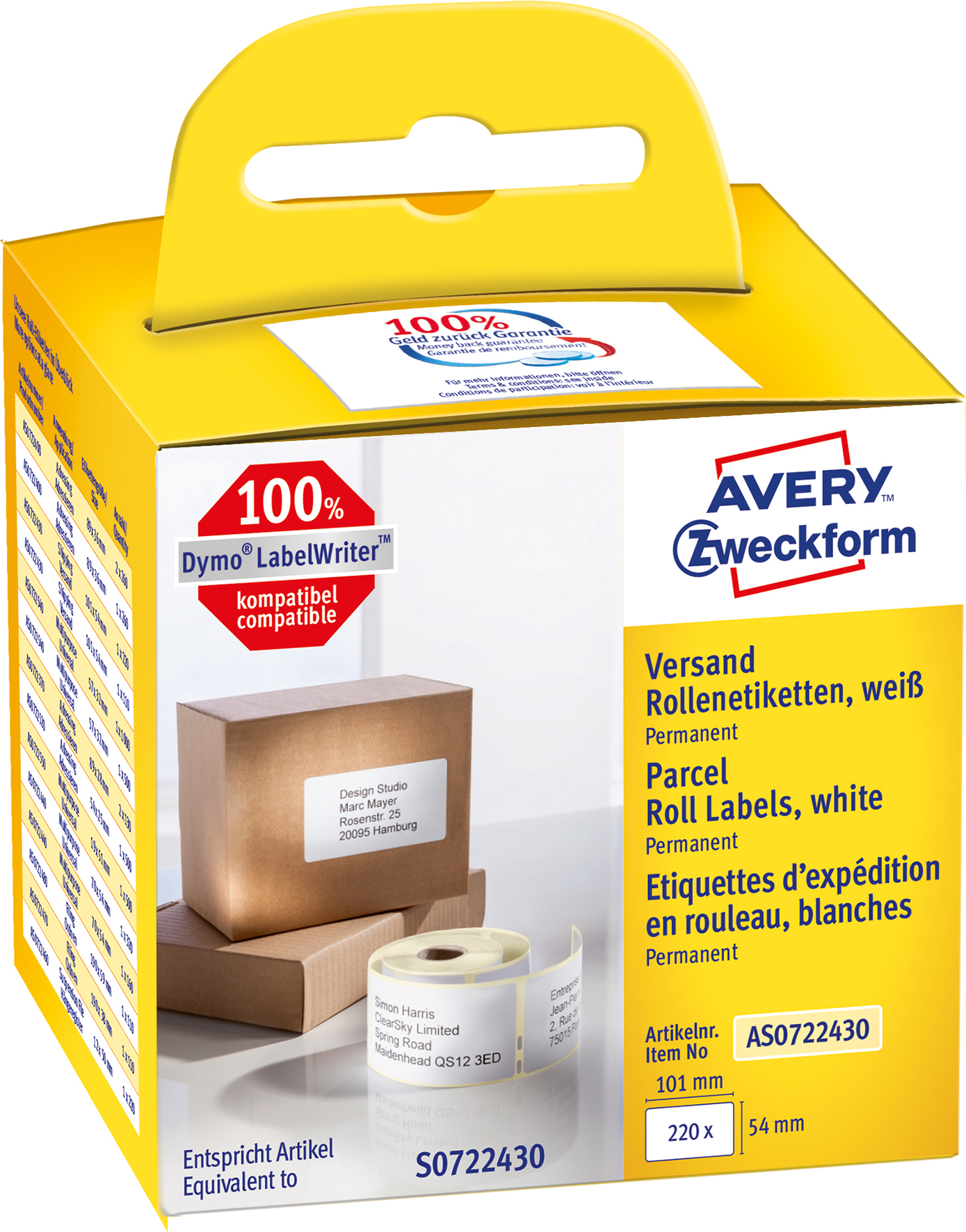 Etikett Avery 101x54mm 220/fp