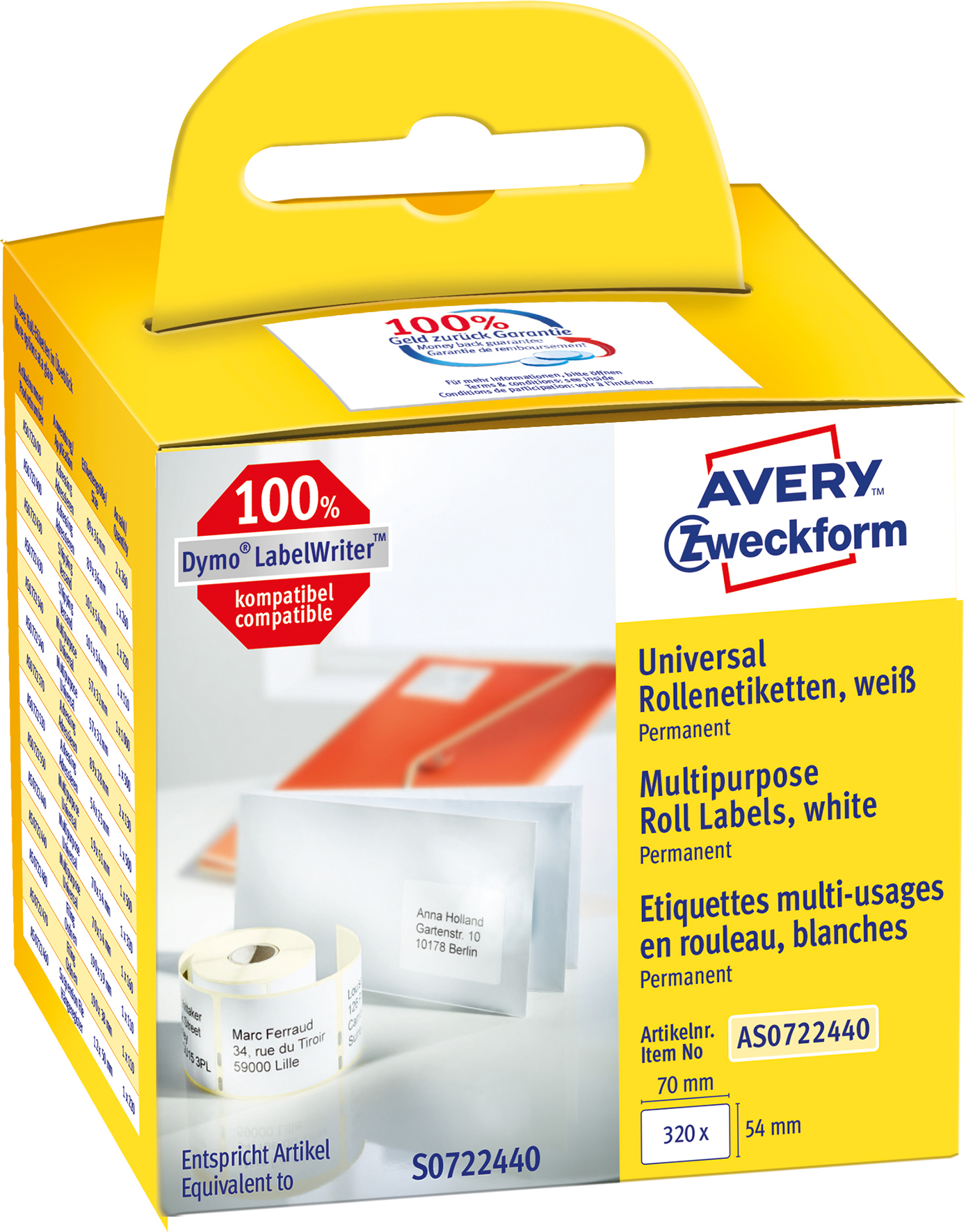 Etikett Avery 70x54mm 320/fp