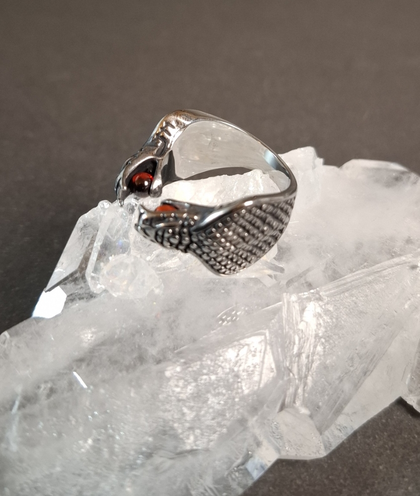Kobra Ring med röd glas pärla  - 2