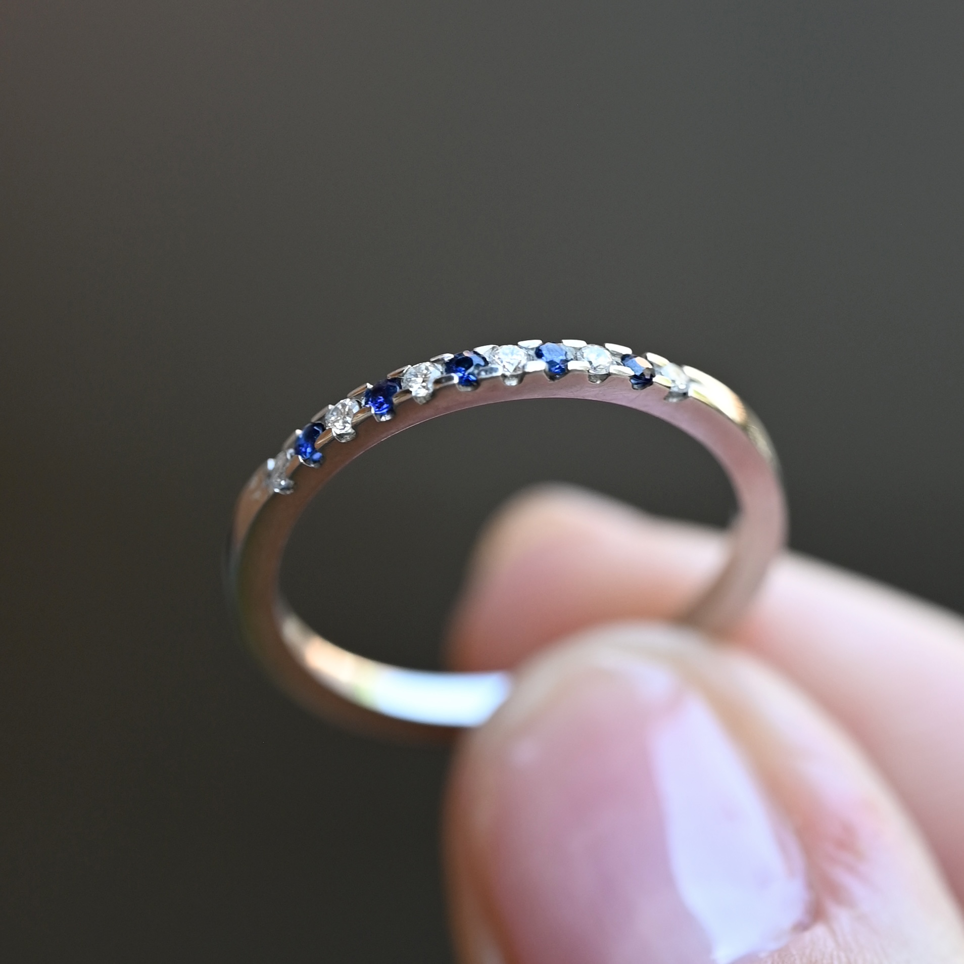 Ring Ellinor handgjord safirer diamanter vitguld 18 karat - 2