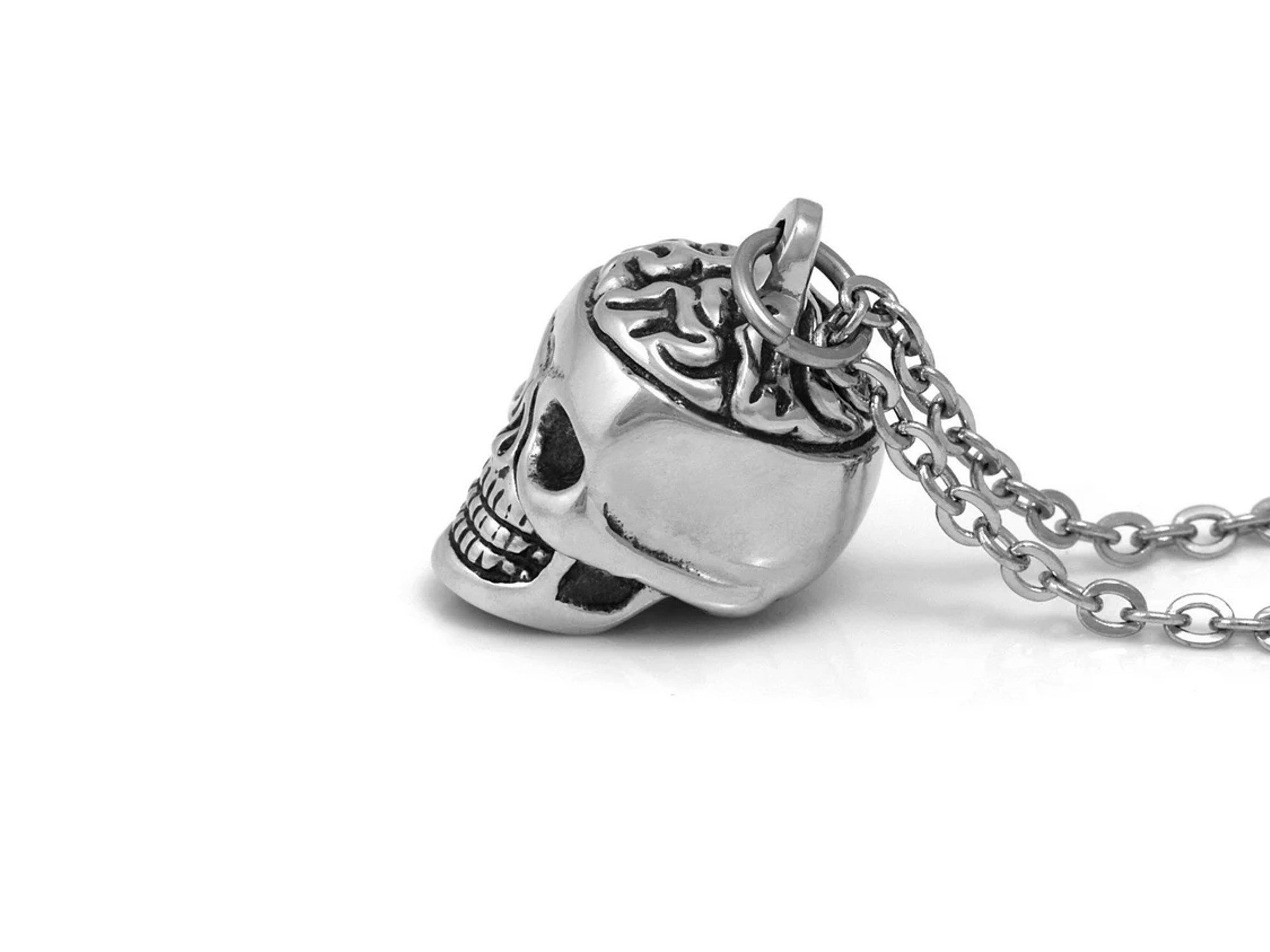 Döskalle med Hjärna Halsband, Anatomi Smycke i Tenn - 3