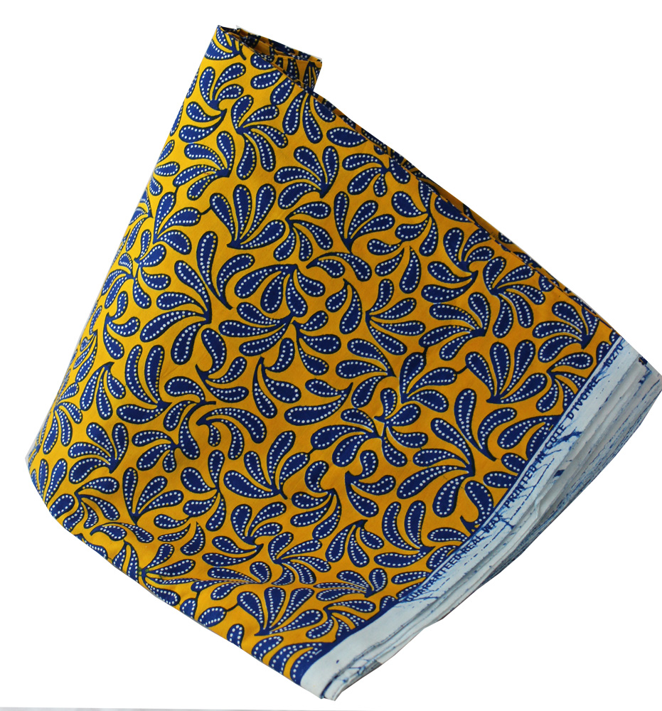 Afrikanskt tyg Blue on yellow