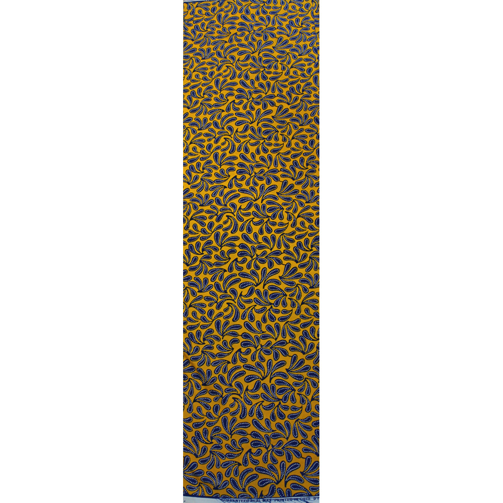 Afrikanskt tyg Blue on yellow - 2